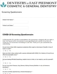 covid prescreening form